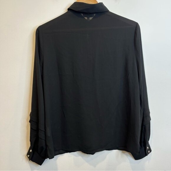 Laura #101300 Button Detail Long Sleeve Blouse Black - Picture 11 of 12
